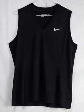 Nike Women’s XL V Neck Sleeveless Golf Top Black Dri FIT Performance Shirt